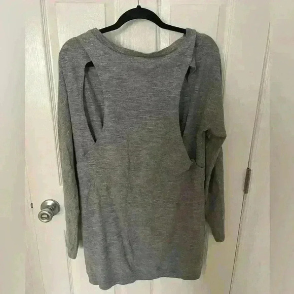 Rag & Bone Sibella Grey Knit Open Back Dress Size Large Tie Waist - Picture 4 of 9